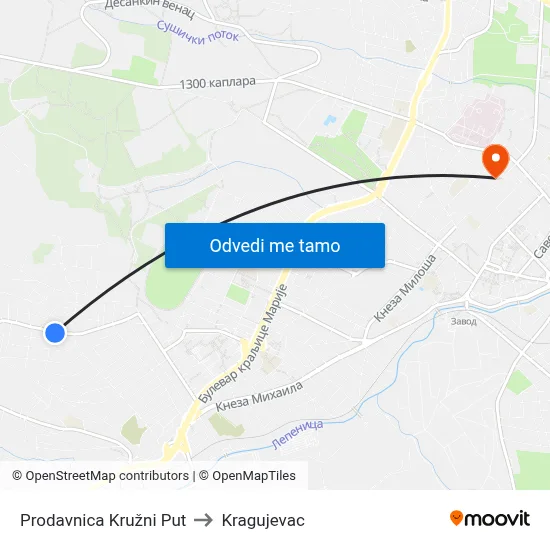 Prodavnica Kružni Put to Kragujevac map
