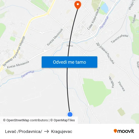 Levač /Prodavnica/ to Kragujevac map