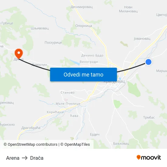 Arena to Drača map
