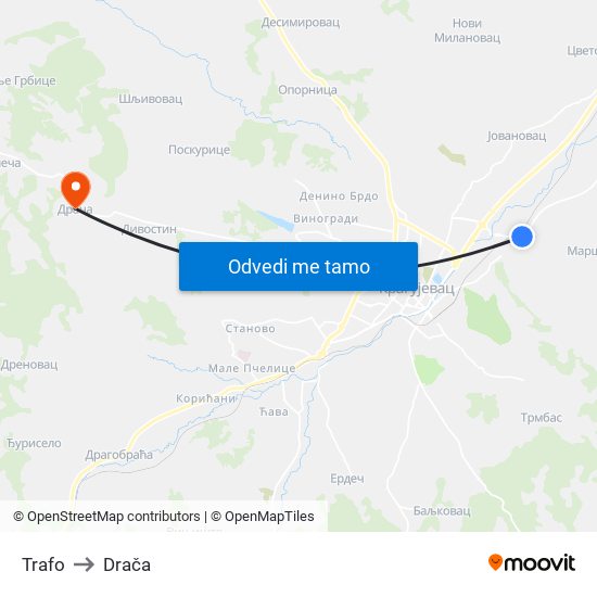 Trafo to Drača map