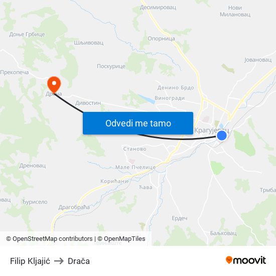 Filip Kljajić to Drača map