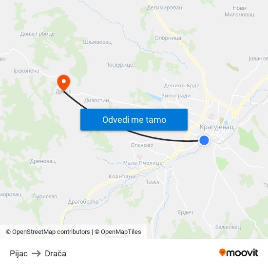 Pijac to Drača map