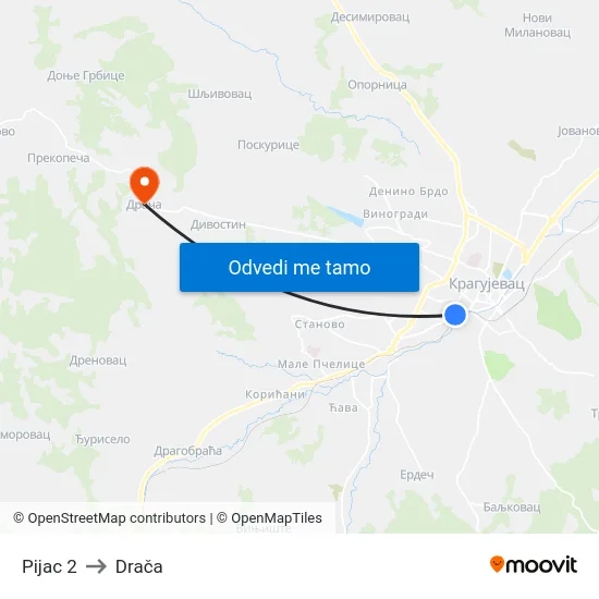 Pijac 2 to Drača map