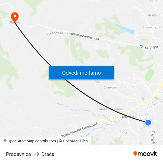 Prodavnica to Drača map