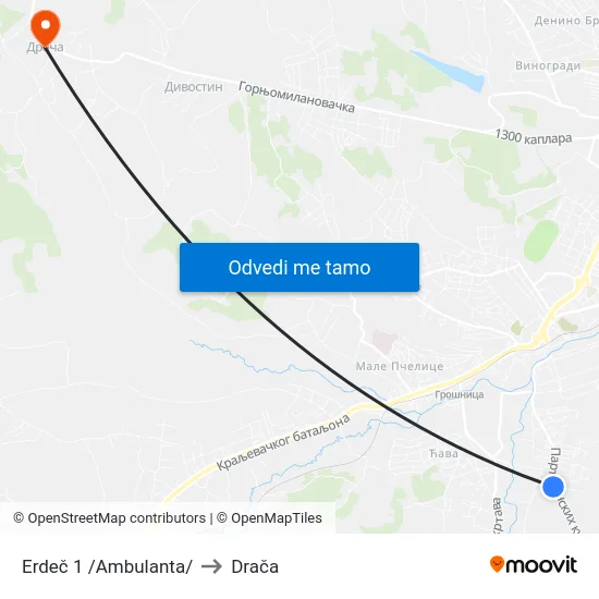 Erdeč 1 /Ambulanta/ to Drača map