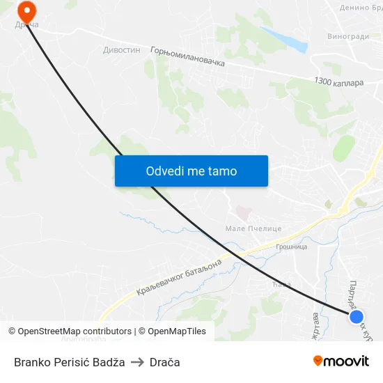 Branko Perisić Badža to Drača map