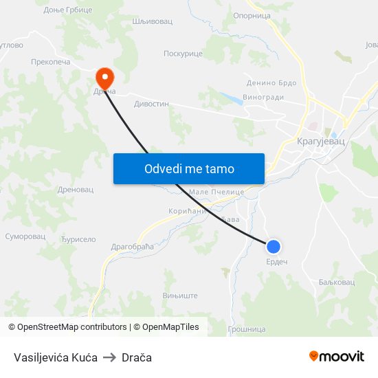 Vasiljevića Kuća to Drača map