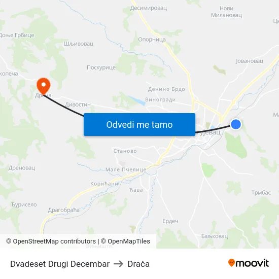 Dvadeset Drugi Decembar to Drača map