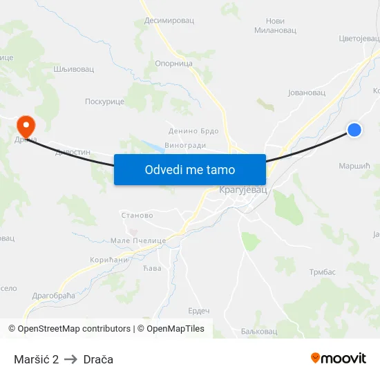 Maršić 2 to Drača map