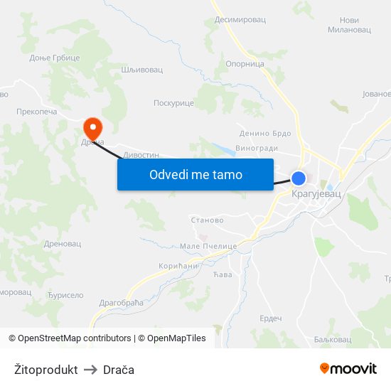 Žitoprodukt to Drača map