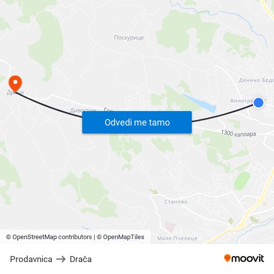 Prodavnica to Drača map