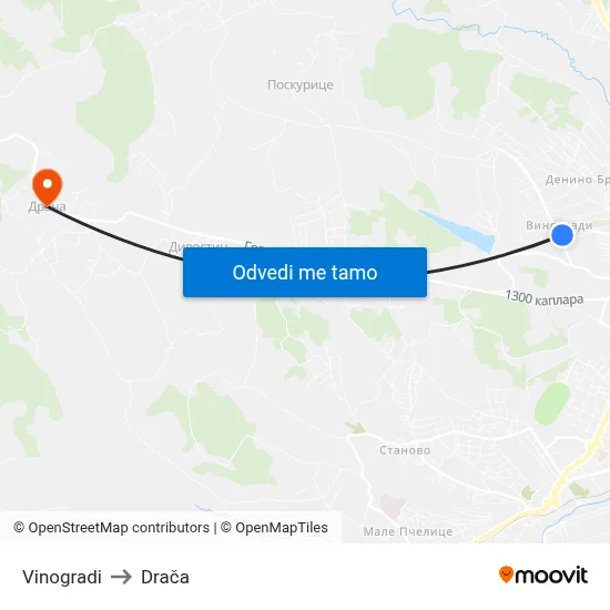 Vinogradi to Drača map