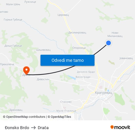 Đonsko Brdo to Drača map