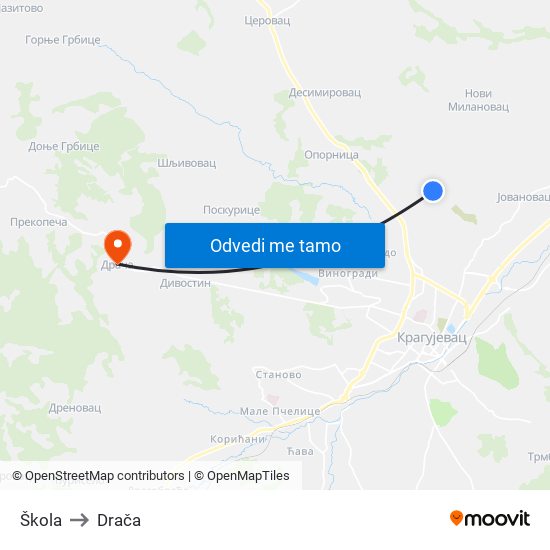 Škola to Drača map