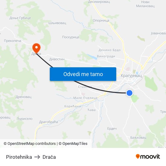 Pirotehnika to Drača map