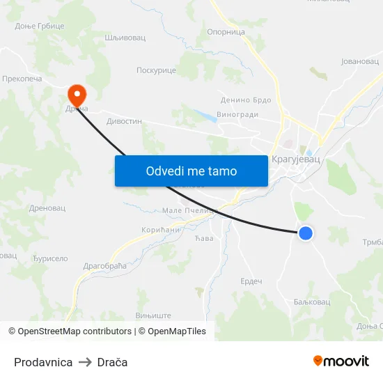 Prodavnica to Drača map