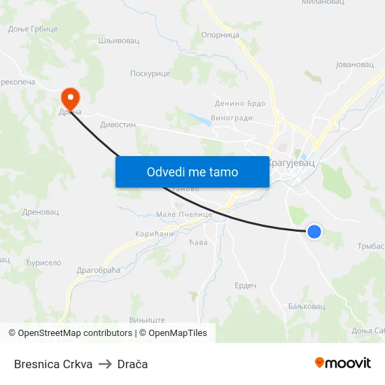 Bresnica Crkva to Drača map