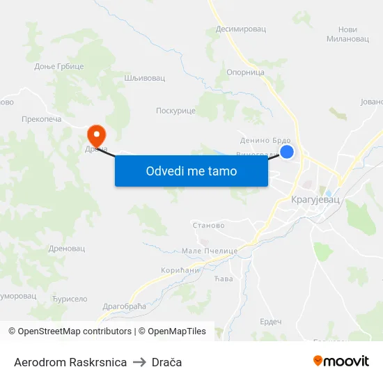 Aerodrom Raskrsnica to Drača map