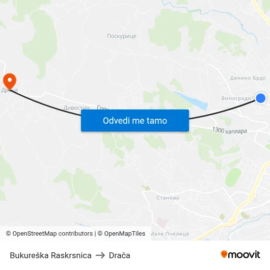 Bukureška Raskrsnica to Drača map