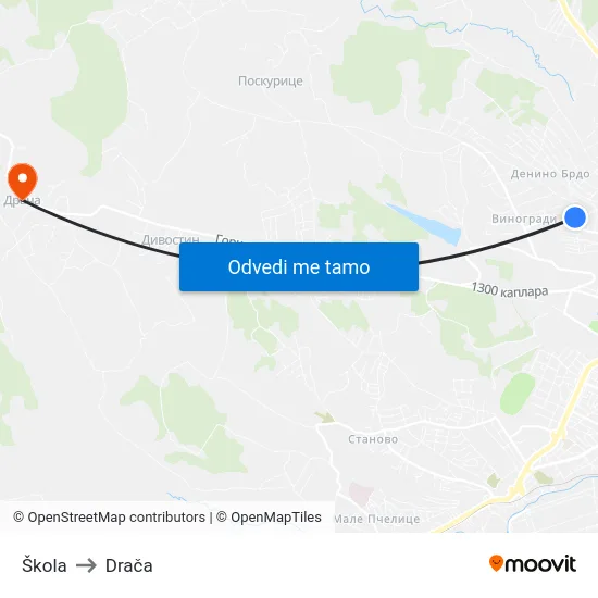 Škola to Drača map