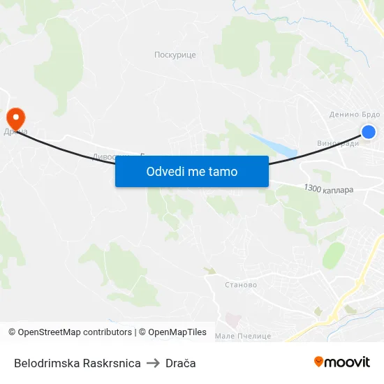 Belodrimska Raskrsnica to Drača map