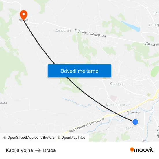 Kapija Vojna to Drača map
