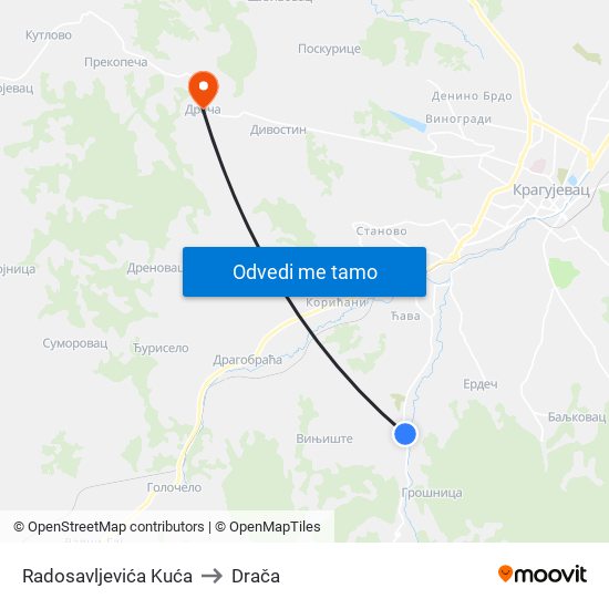 Radosavljevića Kuća to Drača map