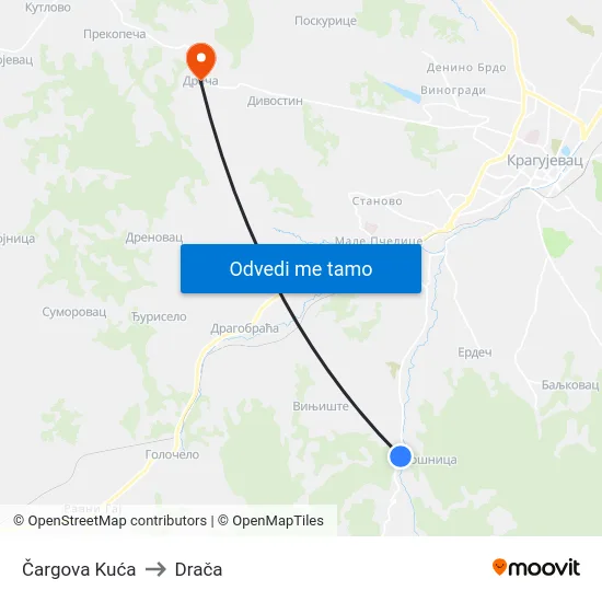 Čargova Kuća to Drača map