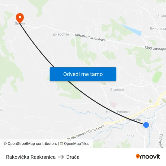 Rakovička Raskrsnica to Drača map