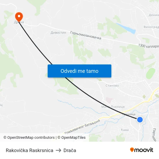 Rakovička Raskrsnica to Drača map