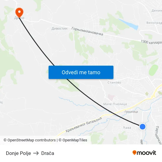 Donje Polje to Drača map
