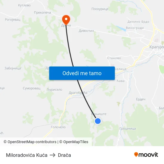 Miloradovića Kuća to Drača map