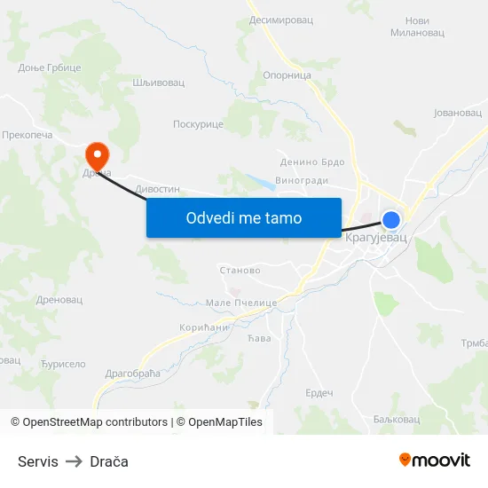 Servis to Drača map