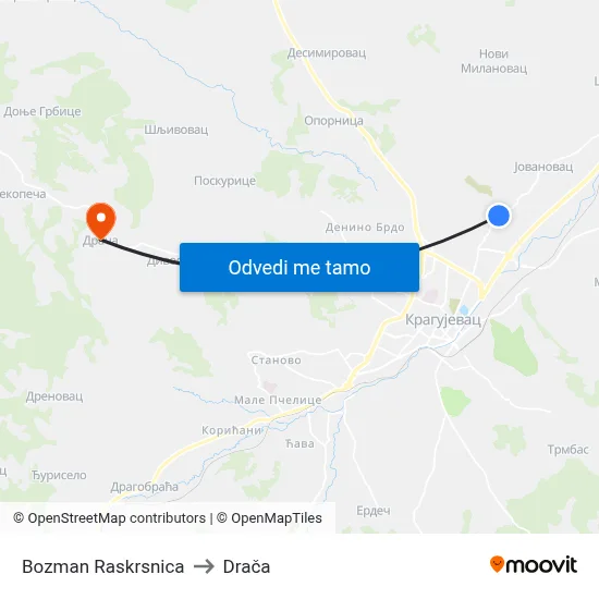 Bozman Raskrsnica to Drača map