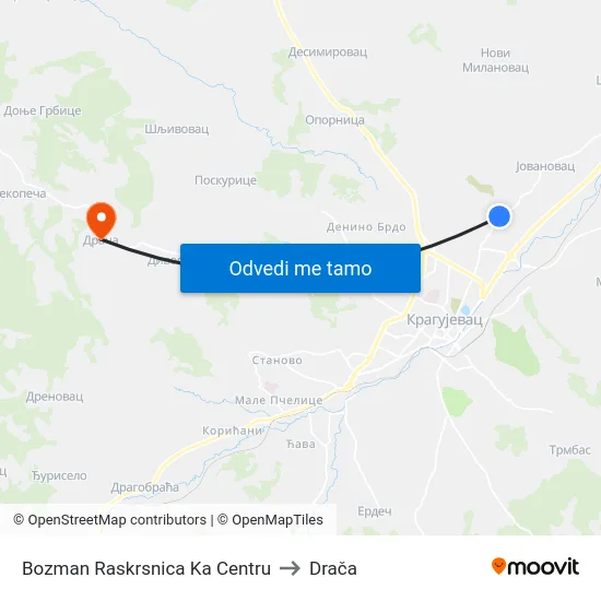 Bozman Raskrsnica Ka Centru to Drača map