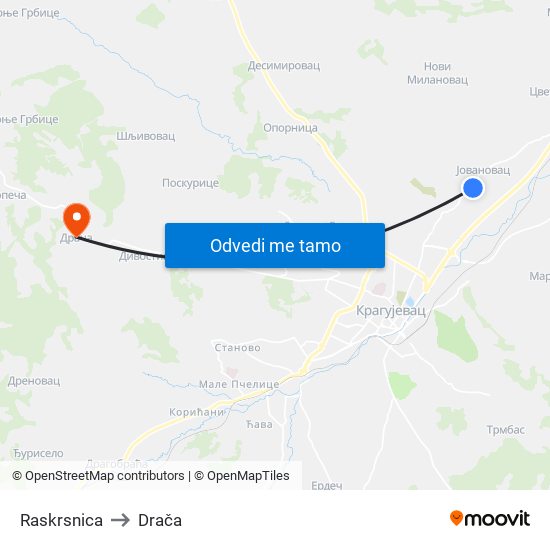 Raskrsnica to Drača map