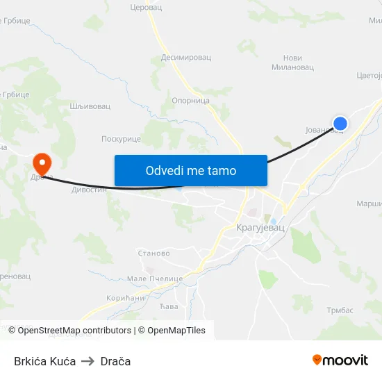Brkića Kuća to Drača map
