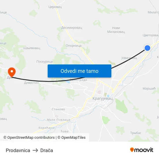 Prodavnica to Drača map