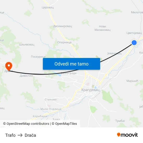 Trafo to Drača map