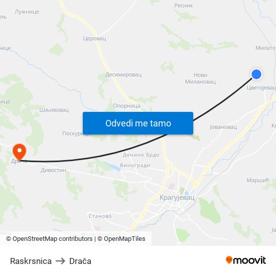 Raskrsnica to Drača map