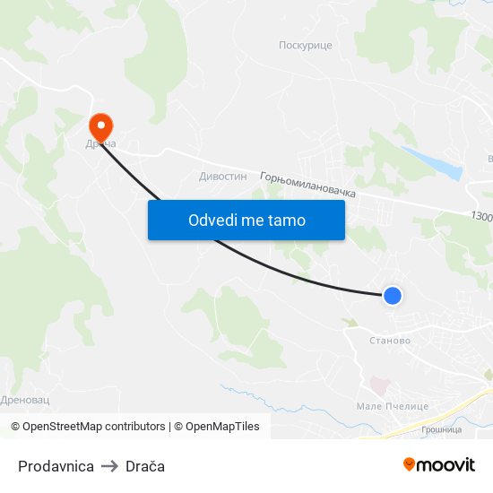 Prodavnica to Drača map