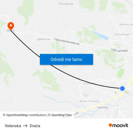 Ilidenska to Drača map