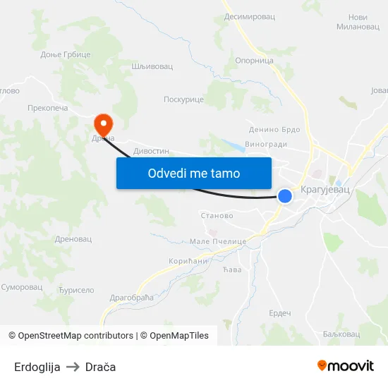 Erdoglija to Drača map