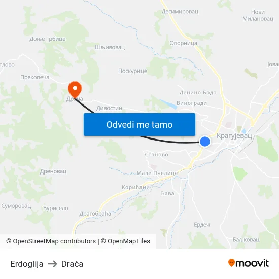 Erdoglija to Drača map