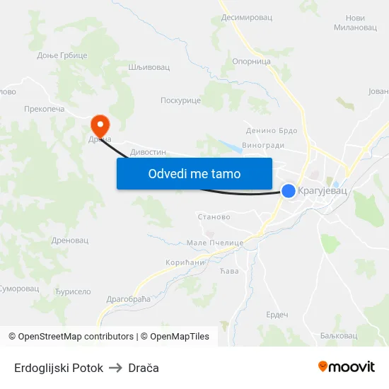 Erdoglijski Potok to Drača map