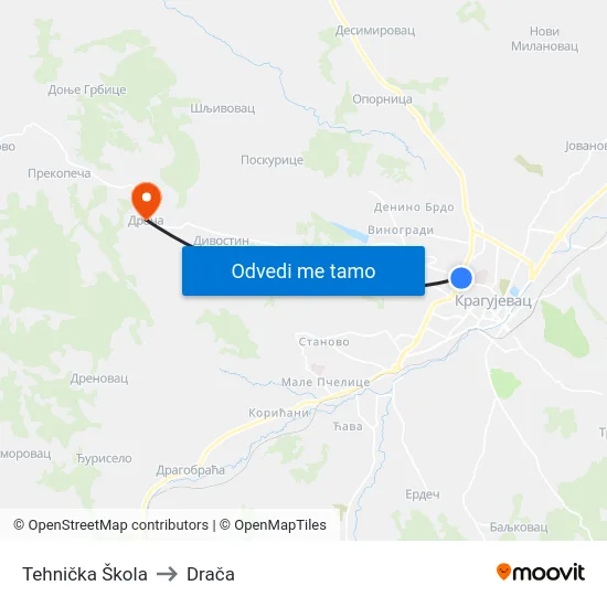 Tehnička Škola to Drača map