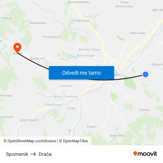 Spomenik to Drača map