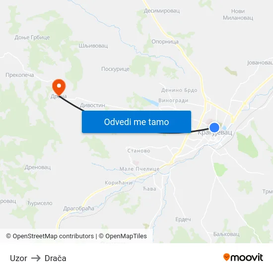 Uzor to Drača map