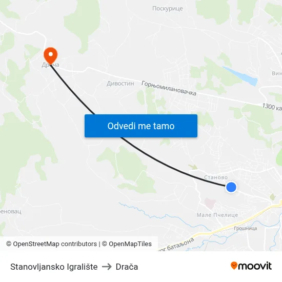 Stanovljansko Igralište to Drača map