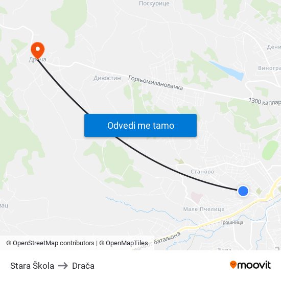 Stara Škola to Drača map